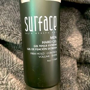Surface men, hard gel, firm, hold control volume and shine brand new.